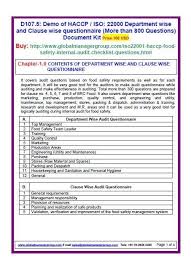 Iso 22000 Food Safety Standards Requirement Wise Audit Questionnaire More Than 800 Questions In 12 De Food Safety Standards Food Safety This Or That Questions