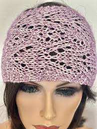 Hand Knits 2 Love Headband Bandana Headwrap Lace Bow Designer Ombre Purple