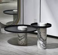 OEM ODM Nordic Natural Stone Living Room Coffee Side Table Travertine Iron  Calacatta Viola Black Marble Home Furniture