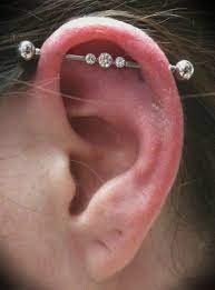 Industrial Barbell With Bvla White Gold Insert Cool Ear Piercings Cute Piercings Ear Piercings