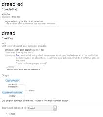 Dread Dreadded Words Great Fear Anxious