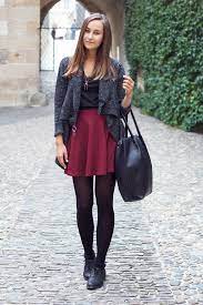 Oxblood Skater Skirt And Leggings Skater Dress Outfit Outfits With Leggings Cute Outfits With Leggings