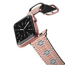 Https Www Casetify Com Product Corail And Blue Shapes Apple Watch 42 Saffiano Leather Watchband V4 9 In 2020 Apple Watch Bands Apple Watch Apple Watch Bands Leather