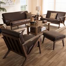 11 wooden ceiling with vibrant orange. Union Rustic Wojtala Mid Century Modern Solid 4 Piece Living Room Set Reviews Wayfair