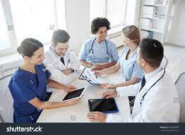 Hospital Medical Education Health Care People And Medicine Concept Group Of Happy Doctors With Tablet Pc Comput Medical Education Health Education Medical