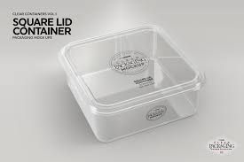 Clear Square Lid Container Mockup Lidded Container Clear Container Packaging Mockup