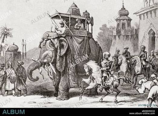 The Nana Sahib leaving Lucknow for Cawnpore in 1857. Nana Sahib, 1824 Ã¢â‚¬â€œ disappeared 1857, born as Dhondu Pant. Indian Maratha aristocrat and fighter, leader of the - Album alb9849432