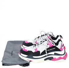 Neon pink and black pictures. Balenciaga Neon Pink Black Nubuck Leather And Mesh Triple S Platform Sneakers Size 41 Balenciaga Tlc