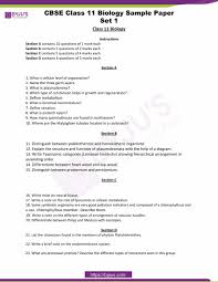 Cbse Sample Papers Class 11 Biology Set 1 Download Pdf