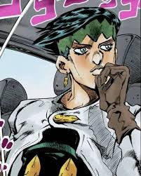 Rohan is an individual of average build and height. Rohan Kishibe Colored Manga Panel Jojo Bizzare Adventure Jojo Bizarre Jojo Poses