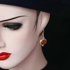 Köp S925 Sterling Silver indiska handinlagda naturliga bärnstensblomma  bärnstensörhängen för priset från 472