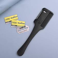 Hair cutter comb,etercycle hair thinner razor comb with extra 10 pcs replacement razors, hair thinning comb slim hair cutting trimming comb tool for thin & thick hair (1 pack) 5 $6 99 ($0.64/count) Leorx 2pcs Hair Thinning Comb Double Edge Hair Razor Comb Hair Cutting Tool For Home And Salon Black Meekdepot