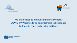 Bag 2012 169 pine street south timmins, on p4n 8b7 tel: The Porcupine Health Unit And Weeneebayko Area Health Authority Are Pleased To Announce The First Covid 19 Vaccines In Moosonee Weeneebayko Area Health Authority