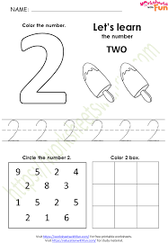 mathematics preschool number 2 worksheet