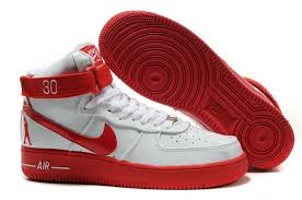 Nike Air Force 1 High Sheed Patent White Red Mens Shoes