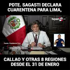 Lima y otras ciudades del país finalizan mañana la cuarentena con una masiva presencia de informales que puede desencadenar un mayor número de contagios. Diario Gestion Presidente Sagasti Declara Cuarentena Para Lima Callao Y Otras 8 Regiones Desde El 31 De Enero Facebook