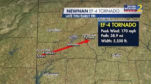 #mitornadodrill #miready tornado warning means that a tornado has been sighted. Newnan Tornado Was 1 Mile Wide Had 170 Mph Maximum Wind Speed Wsb Tv Channel 2 Atlanta