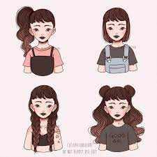 Cute Hairstyles Which One Is Your Favorite Illustration Digitalillustration Illustrationdrawing Lineartillustration Line Illustration Art Drawings Art