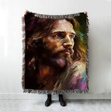 Jesus Praying In The Garden Painting Woven Blanket Prints