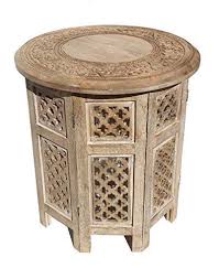 Cotton craft 20036 jaipur solid wood hand carved accent coffee table. Topfurnishing Beautiful Round Brown White Hand Carved Indian Shesham Wooden Coffee Table Side Natural Extra Large 21 X21 X21 Buy Online In Bahrain At Desertcart 51050058
