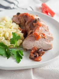 Serve with a medley of steamed vegetables and a side of mashed. Pork Tenderloin With Rhubarb Chutney Caroline S Cooking