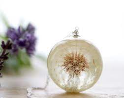 Dandelion Necklace Dandelion Clock Real Flower Jewelry Full Dandelion Necklace Dandelion Puff Botanical Dandelion Clock Dandelion Fairy Tale Jewelry