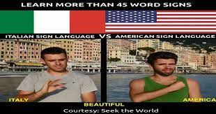 Learn Word Signs In Italian Sign Language Vs American Sign Language