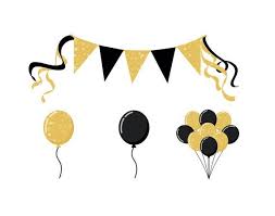 Black And Gold Balloon Border Design Party Balloon Clipart Glittery Gold Party Icons Etsy Black And Gold Balloons Birthday Balloons Pictures Birthday Balloons Clipart