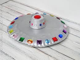 Is that saucer is a small shallow dish to hold a cup and catch drips while plate is a flat as a verb plate is. Paper Plate Flying Saucer Craft Crafts By Amanda