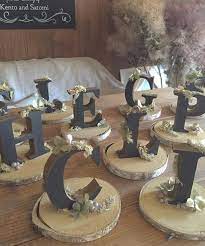teras wedding on instagram alphabet objet テーブルナンバー製作 ずーっと前に長野で買っておいた 白樺の木の台に100均アルファベットを染めたものをのせました w 結婚式 テーブル ウエディング テーブル テーブルコーディネート