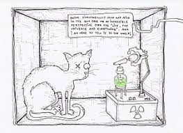 In demonstrating its paradox, schrödinger devised a scenario in which a cat is both alive and dead while inside a closed box containing radioactive material and a volatile substance. Schrodinger S Cat In Popular Culture Wikipedia