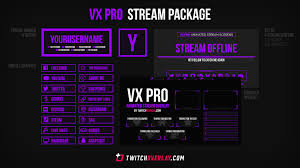 This is a vibrant blue twitch overlay, perfect for those of you who love clean designs. Vx Pro Purple Animated Purple Stream Package For Twitch Mixer