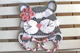 Crochet Cat Hat Girl Kitty Hat Kids Hats Animal Hat Toddler Hat Girls Hats Halloween Hats Valent Crochet Animal Hats Crochet Baby Hats Girl Crochet Hats