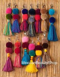 Pompom Keychain Pom Pom Keyrings Pom Pom Keychain Hippie Key Chain Handmade Llaveros Con P Pom Pom Crafts Pom Pom Keychain Pom Pom Keyrings