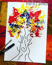 Autumn Creations Lavoretti Albero Realizzato Utilizzando Le Pagine Delle Foglie Come Timbri Arte Autunnale Foglie Timbri