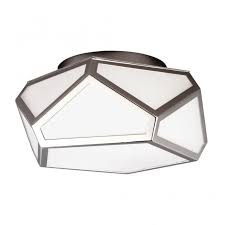 This sleek lighting also offers rotatable light arrays to personalize users' lighting experience and can be customized to any preferred length for residential, hospitality, and commercial spaces. Geometric Design Flush Fit Ceiling Light W Nickel Frame Opal Glass