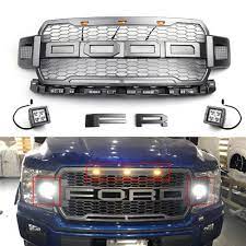 Buy front grill replacement for ford f150 2018 2019 2020, including xl, xlt, lariat, king ranch, platinum and limited, raptor style grille for f150, matte black: Raptor Style Grill For Ford F 150 2018 Free Pair Side Pod Spot Led Aux Lights Ford F150 Accessories Ford Trucks F150 Ford F150