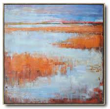 Browse bedroom decorating ideas and layouts. Large Abstract Painting Oversized Abstract Landscape Oil Painting Modern Wall Decor Orange Blue Gray Etc
