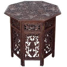 Anglo Indian Solid Rosewood Open Carved Folding Table 1stdibs Com Carved Table Indian Furniture Antique End Tables