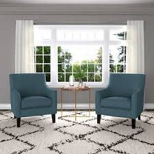 Yuri Fabric Accent Chair 2 Pack Blue Blue Chairs Living Room Accent Chairs Living Room Furniture Arrangement