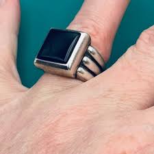 James Avery Heavy Black Square Onyx Ring Retired Rare Size 5 12 Sterling  Silver | eBay