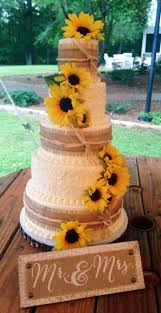 Rustic Country Wedding Cake Adorned With Golden Sunflowers Blismcdonough Blissca Wedding Cake Rustic Country Sunflower Themed Wedding Country Wedding Cakes