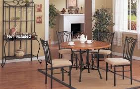 And less time searching for a dining table and chairs means more time for sharing good food and laughter with family and friends. 5 Pc Set Wooden Top Metal Legs Table With Metal High Back Fabric Seat Chairs By Want To Round Dining Table Sets Black Metal Dining Table Metal Dining Chairs