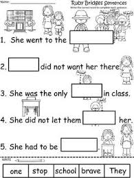 This is a perfect addition to your black history month studies. A Ruby Bridges Sentences Fill In The Blank Ruby Bridges Ruby Bridges Activities Ruby Bridges Kindergarten