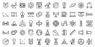 Physics Icons Set Outline Style Icon Set Physics Vector Icons