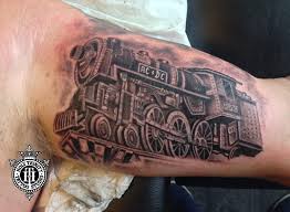 Acdc Train Tattoo By Greg At Holy Trinity Tattoos Train Tattoo Holy Trinity Tattoo Tattoos