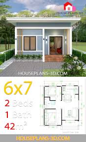 We hope you can make similar like them. Simple House Plans 6x7 With 2 Bedrooms Shed Roof House Plans 3d House Construction Plan Small House Design Plans House Plans
