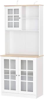 Check spelling or type a new query. Homcom Kitchen Cupboard Ideboard Storage Cabinet Unit W Counter Top Grid Glass Doors Shelves 80l X 37w X 183h Cm White Amazon Co Uk Home Kitchen