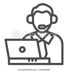 Central cooperative bank ad contact address: Credit Support Operator Line Icon Man With Laptop Bank Customer Symbol Outline Style Pictogram On White Background Money Canstock