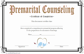 Pre Marriage Counseling Certificate Template Free Printable 3 Pre Marriage Counseling Certificate Of Completion Template Premarital Counseling